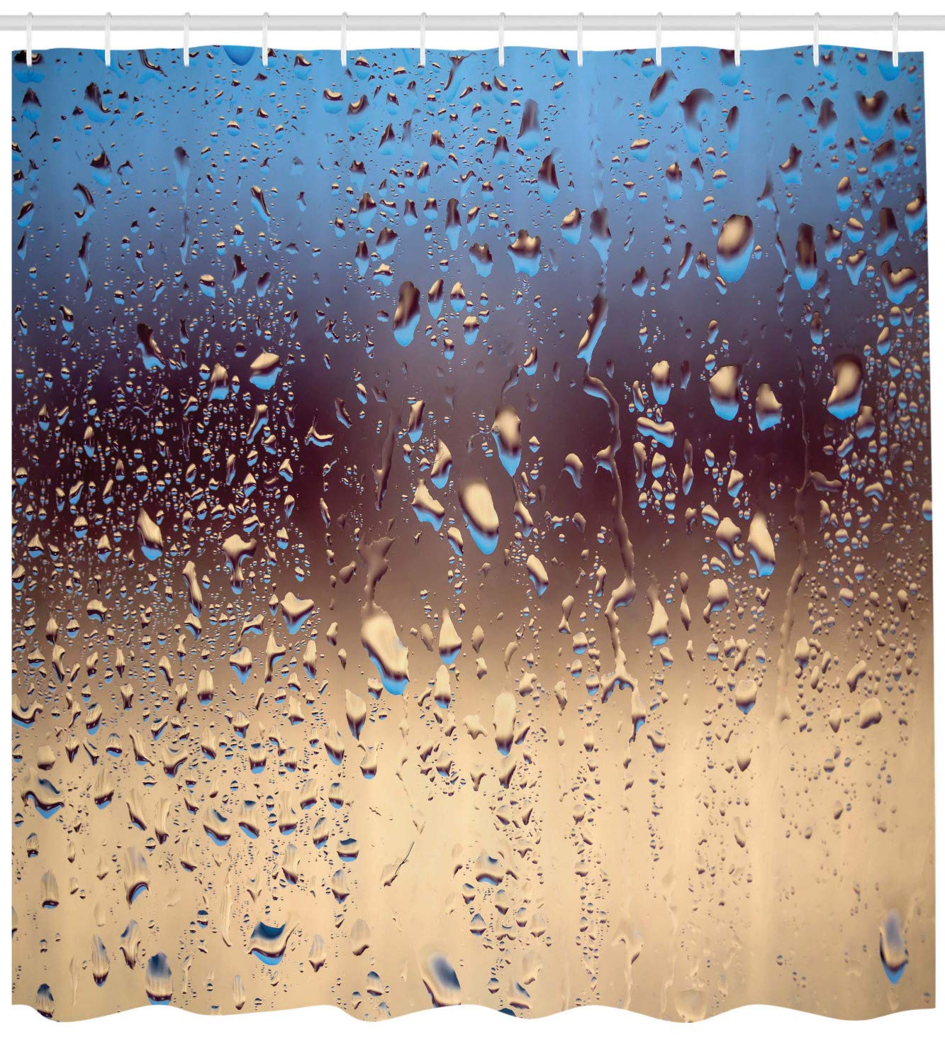 Ambesonne Rain Shower Curtain, Close Up Rain Drops On Glass Natural Sprays Sphere Contrasting Colors Picture, Cloth Fabric Bathr